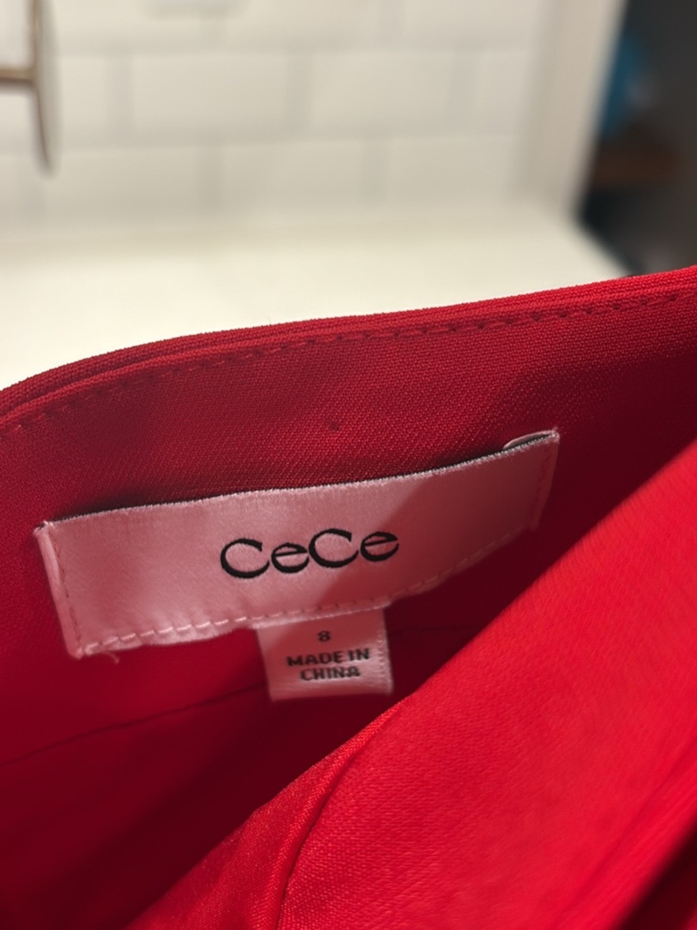 CeCe Vibrant Red Dress with Clean Lines - Picture 2 of 2